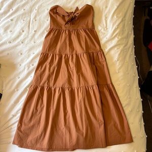 Anthropologie orange tiered strapless dress. Never worn. Size S.